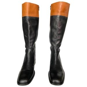 Ann Taylor Knee Designer Boots Black and Brown Color Size 7.5
